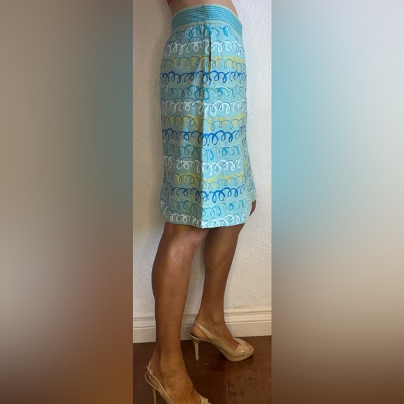 White Stuff 90s Vintage Linen A-lined Midi Skirt Blue (10) - Picture 8 of 16